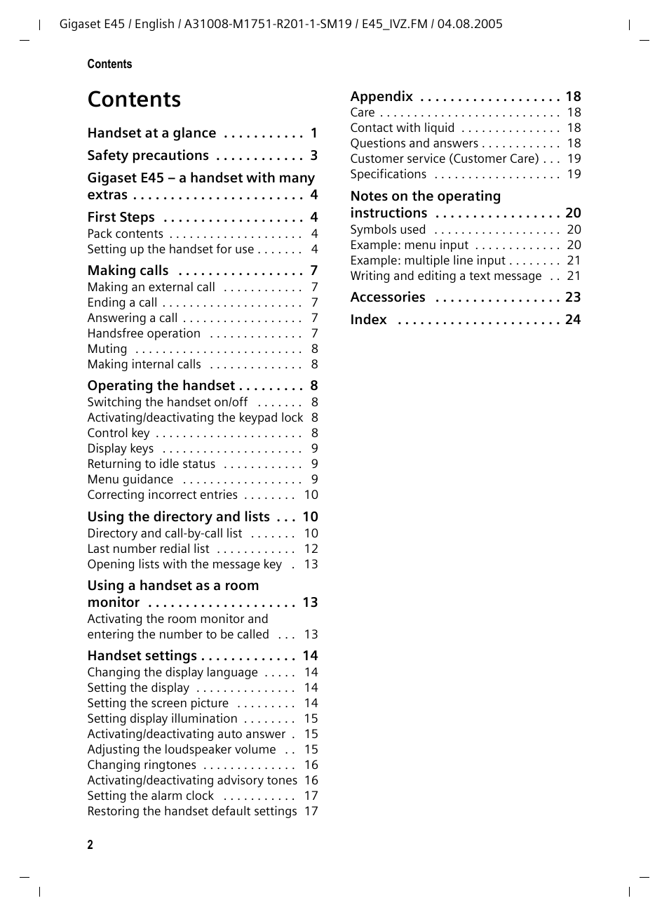 Siemens Gigaset E45 User Manual | Page 3 / 27