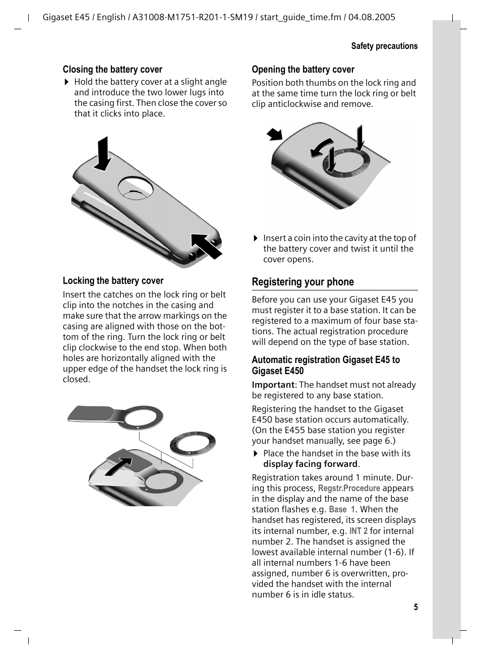 Registering your phone | Siemens Gigaset E45 User Manual | Page 6 / 27