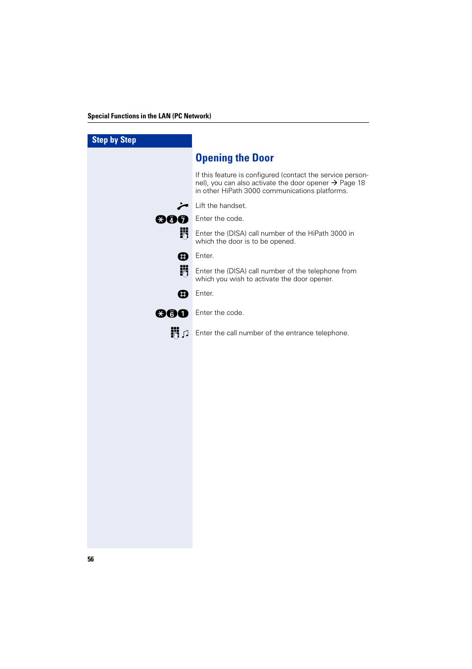 Opening the door | Siemens HIPATH 3000 User Manual | Page 56 / 72