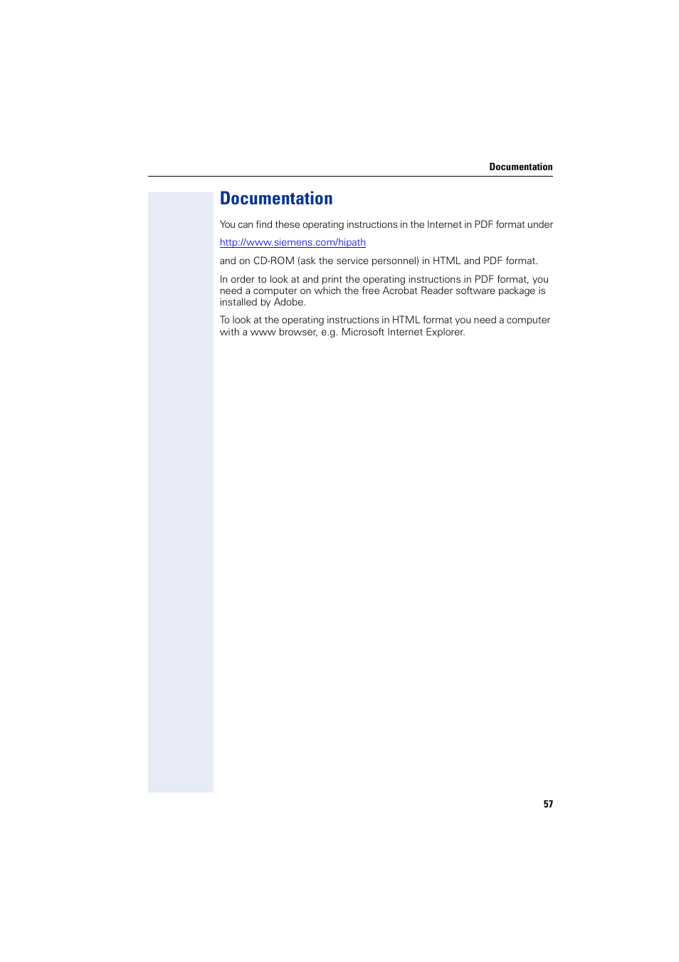 Documentation | Siemens HIPATH 3000 User Manual | Page 57 / 72