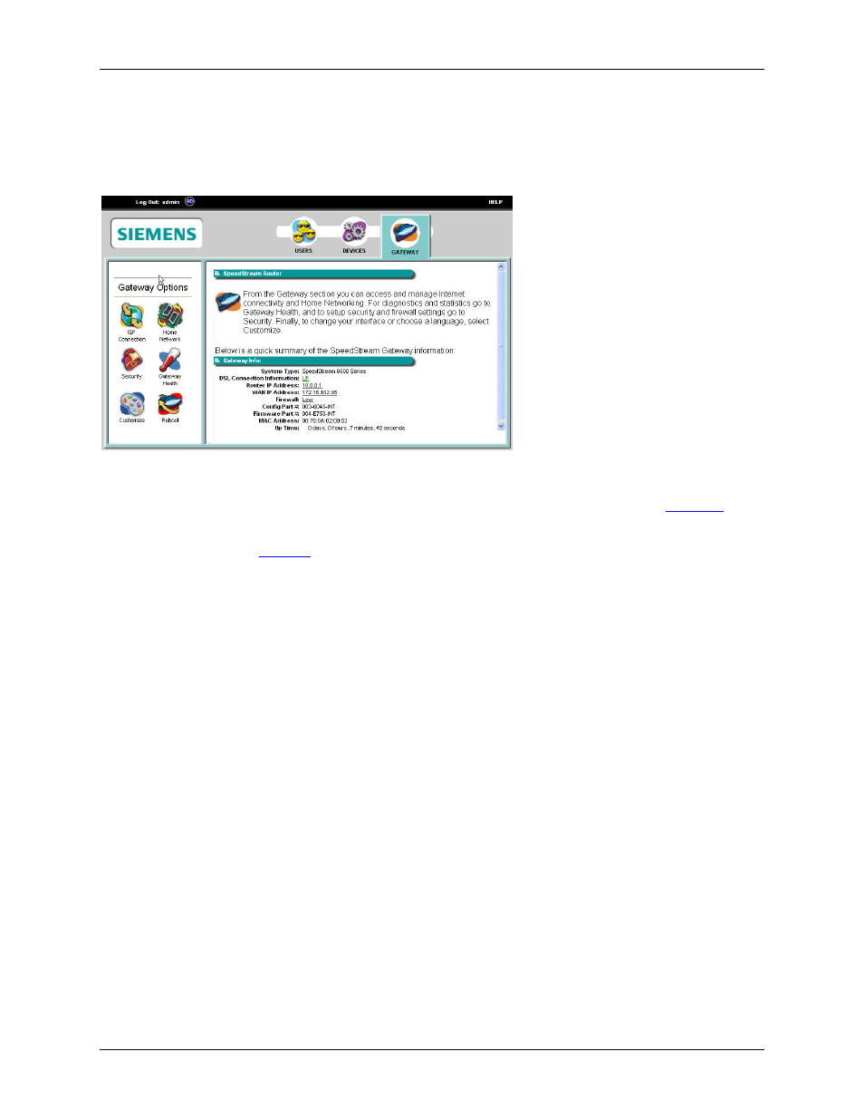 Home window, Menu bar | Siemens SpeedStream 5450 User Manual | Page 25 / 83