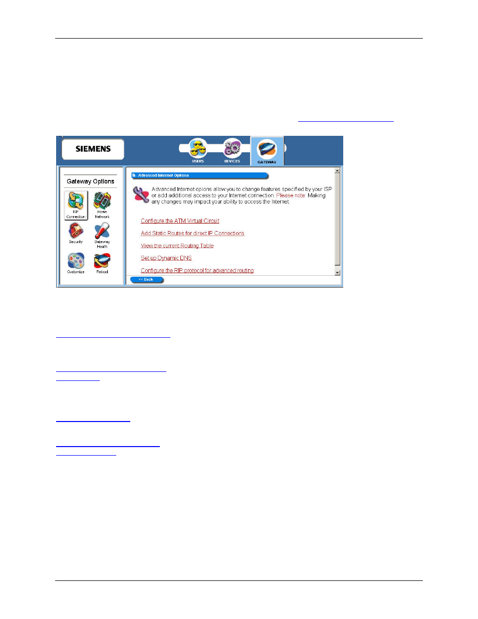 Advanced isp settings | Siemens SpeedStream 5450 User Manual | Page 38 / 83