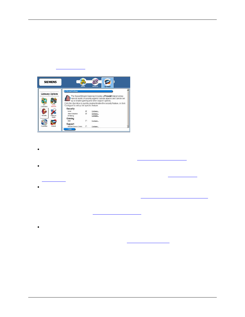 Firewall settings | Siemens SpeedStream 5450 User Manual | Page 50 / 83