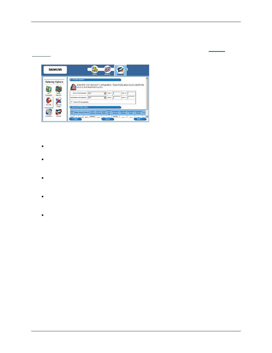 Lay the, Tcp/udp options | Siemens SpeedStream 5450 User Manual | Page 57 / 83