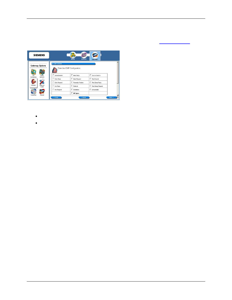 Lay the, Icmp options | Siemens SpeedStream 5450 User Manual | Page 58 / 83