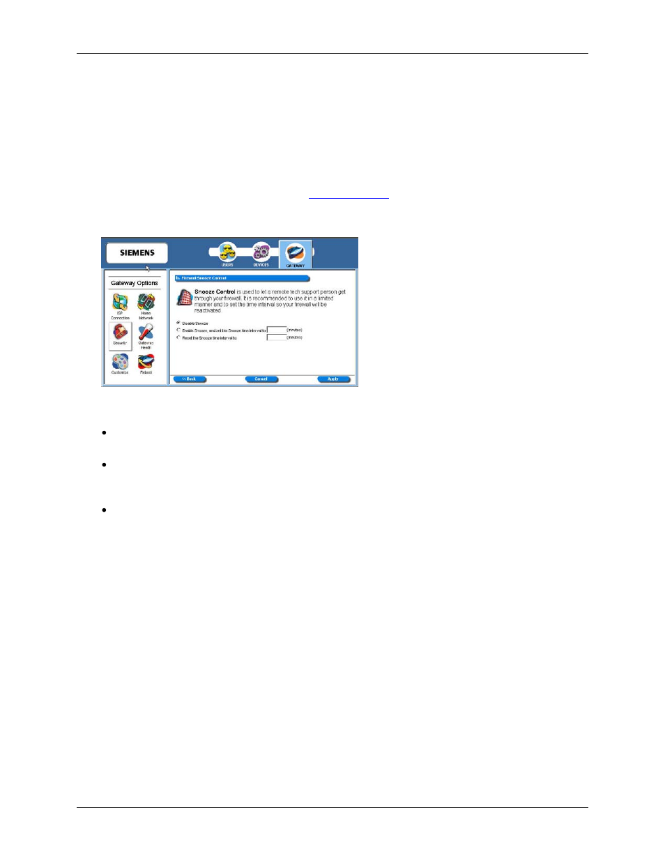 Firewall snooze control, Window | Siemens SpeedStream 5450 User Manual | Page 61 / 83