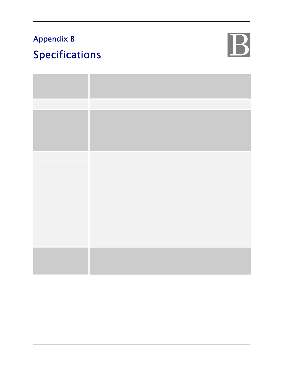Appendix b specifications, Specifications, Appendix b | Siemens SpeedStream 5450 User Manual | Page 81 / 83