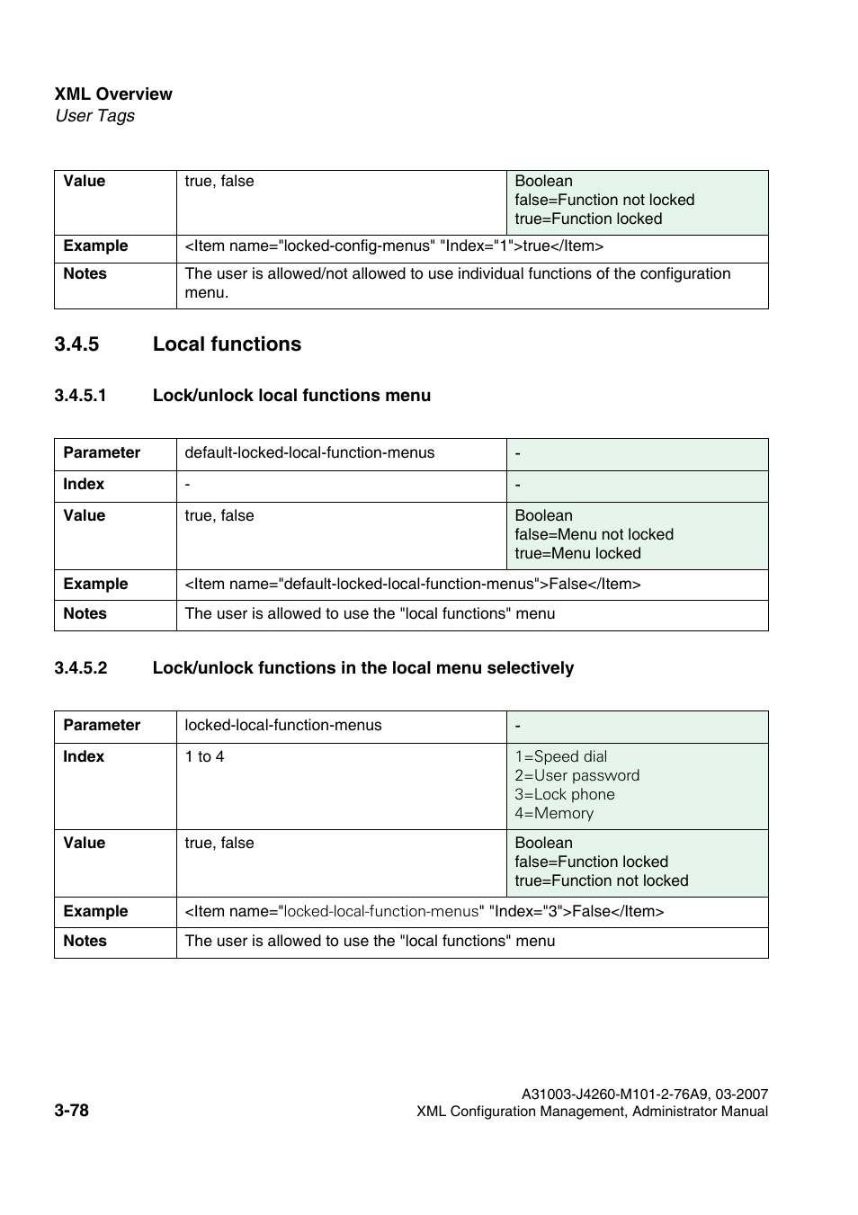 5 local functions, 1 lock/unlock local functions menu, 5 local functions -78 | Siemens OPTIPOINT 410 S V6.0 User Manual | Page 101 / 154