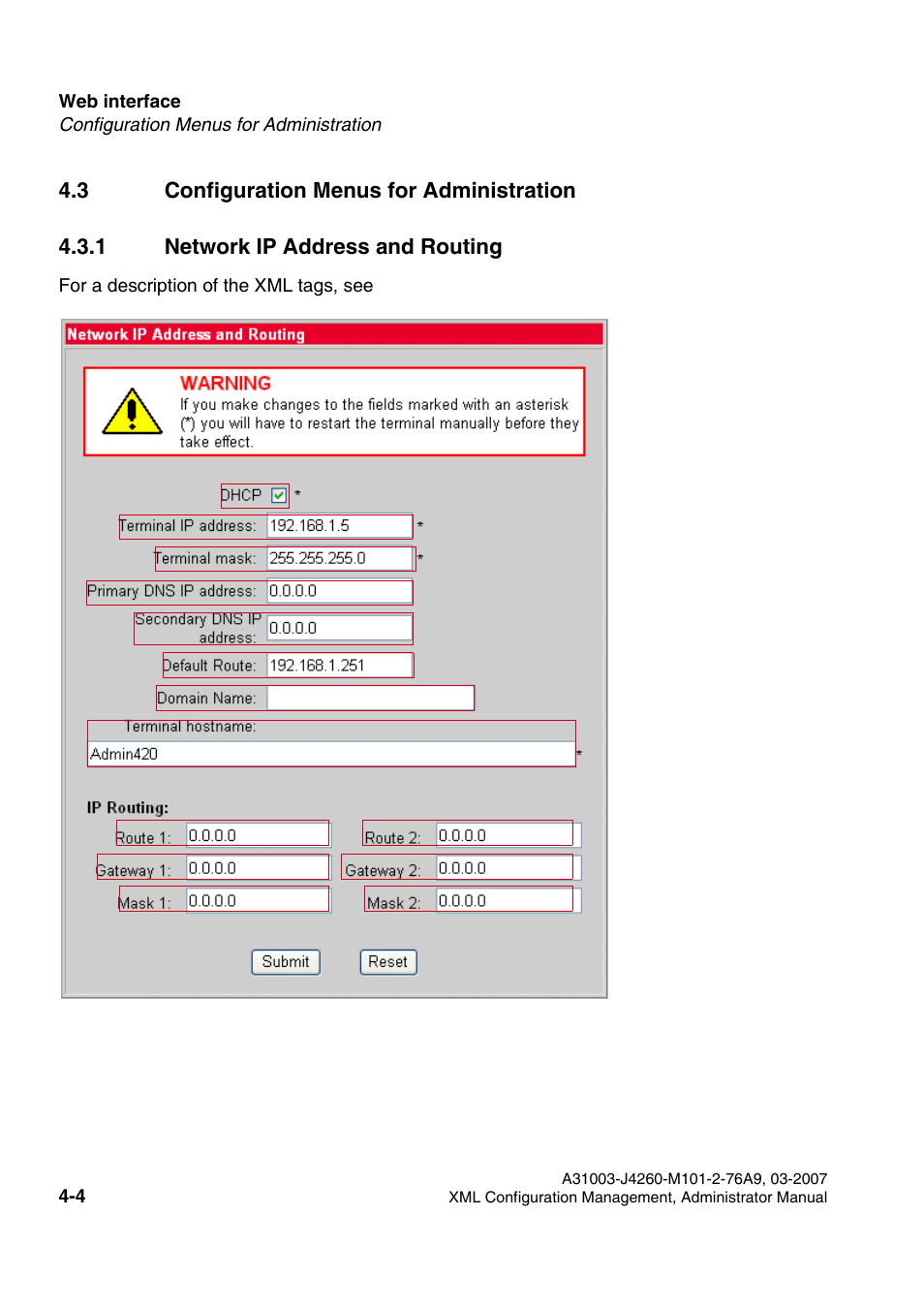 3 configuration menus for administration, 1 network ip address and routing, 3 configuration menus for administration -4 | 1 network ip address and routing -4, Network ip address and routing | Siemens OPTIPOINT 410 S V6.0 User Manual | Page 109 / 154