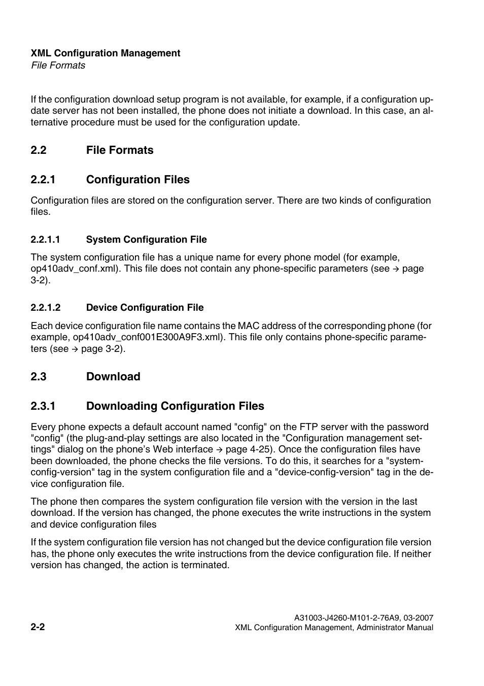 2 file formats, 1 configuration files, 1 system configuration file | 2 device configuration file, 3 download, 1 downloading configuration files, 2 file formats -2, 1 configuration files -2, 3 download -2, 1 downloading configuration files -2 | Siemens OPTIPOINT 410 S V6.0 User Manual | Page 15 / 154