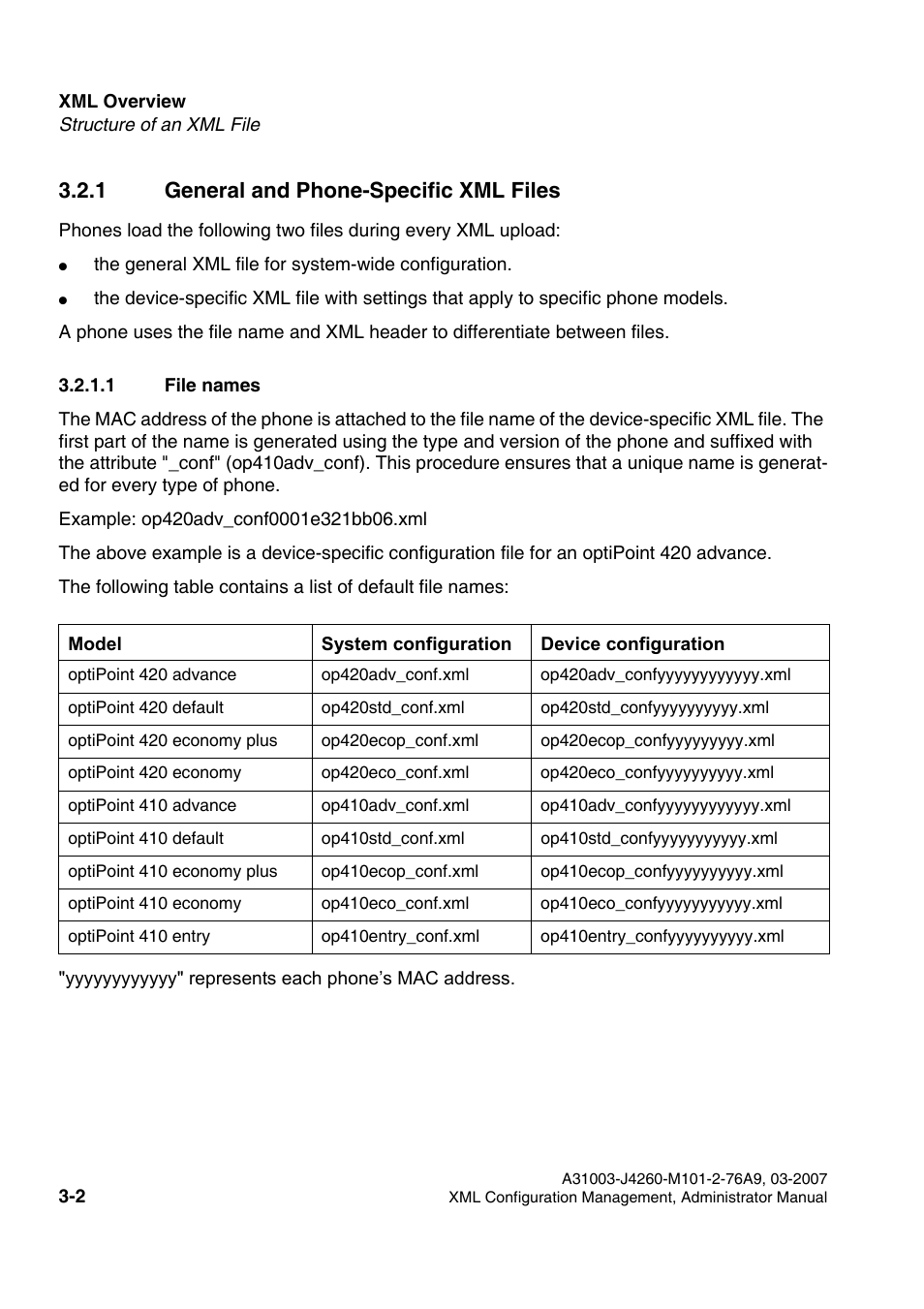 1 general and phone-specific xml files, 1 file names, 1 general and phone-specific xml files -2 | 1 file names -2 | Siemens OPTIPOINT 410 S V6.0 User Manual | Page 25 / 154