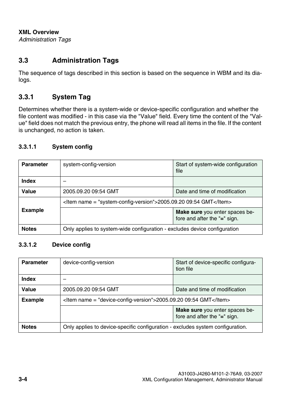 3 administration tags, 1 system tag, 1 system config | 2 device config, 3 administration tags -4, 1 system tag -4, 1 system config -4 3.3.1.2 device config -4 | Siemens OPTIPOINT 410 S V6.0 User Manual | Page 27 / 154