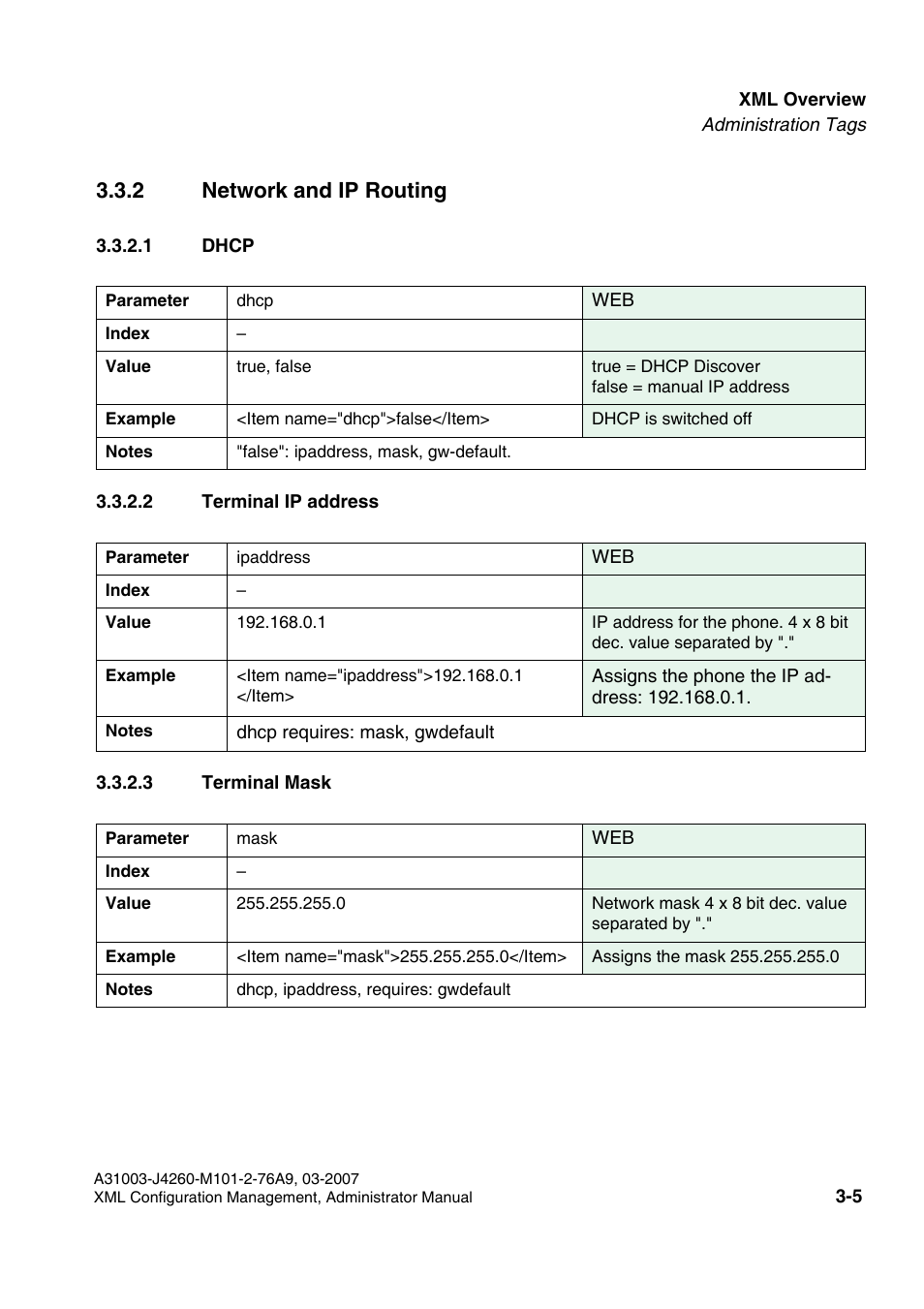 2 network and ip routing, 1 dhcp, 2 terminal ip address | 3 terminal mask, 2 network and ip routing -5 | Siemens OPTIPOINT 410 S V6.0 User Manual | Page 28 / 154