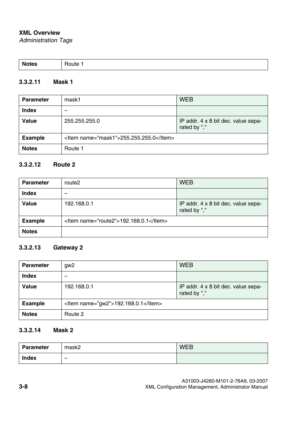 11 mask 1, 12 route 2, 13 gateway 2 | 14 mask 2 | Siemens OPTIPOINT 410 S V6.0 User Manual | Page 31 / 154