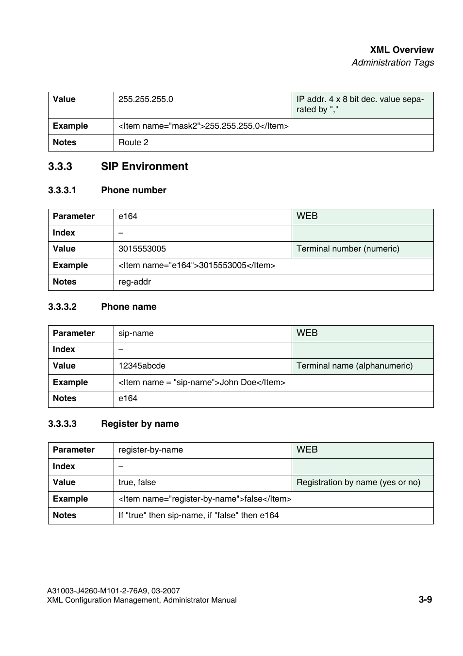 3 sip environment, 1 phone number, 2 phone name | 3 register by name, 3 sip environment -9 | Siemens OPTIPOINT 410 S V6.0 User Manual | Page 32 / 154