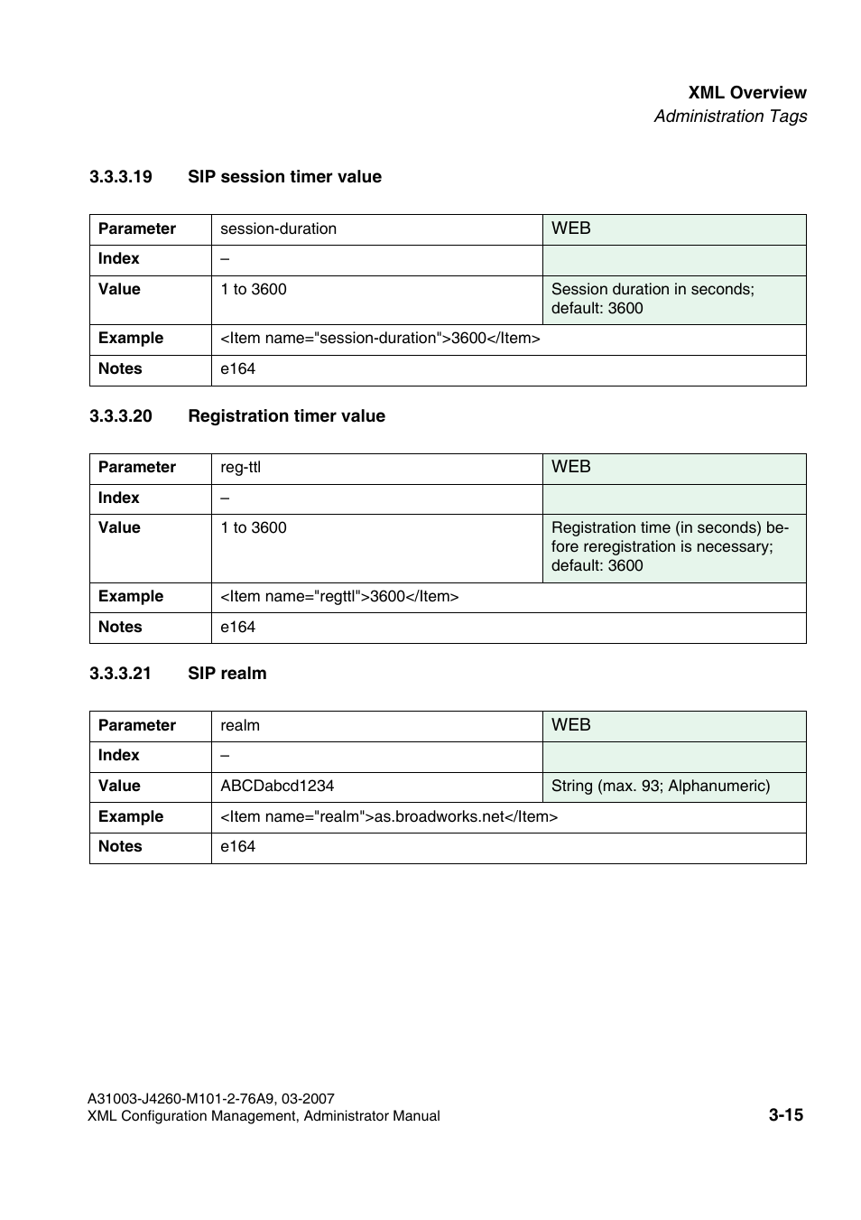 19 sip session timer value, 20 registration timer value, 21 sip realm | Siemens OPTIPOINT 410 S V6.0 User Manual | Page 38 / 154