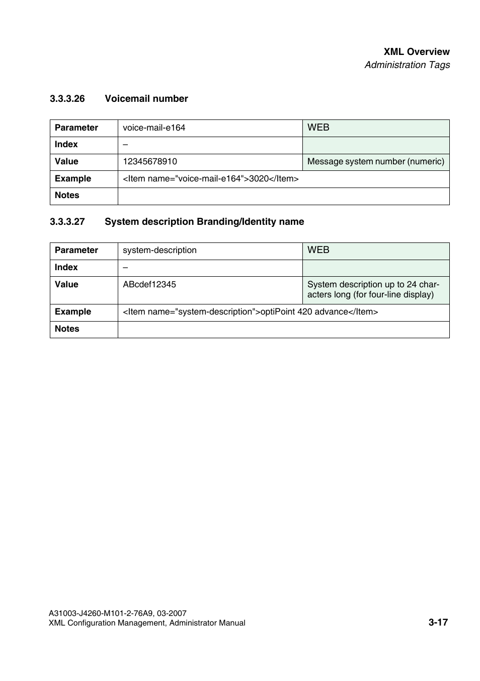 26 voicemail number, 27 system description branding/identity name | Siemens OPTIPOINT 410 S V6.0 User Manual | Page 40 / 154