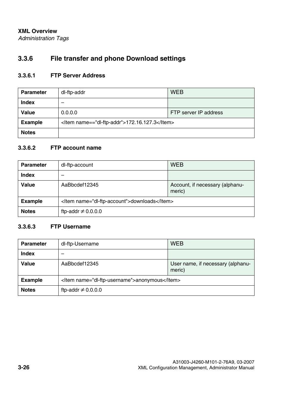 6 file transfer and phone download settings, 1 ftp server address, 2 ftp account name | 3 ftp username, 6 file transfer and phone download settings -26 | Siemens OPTIPOINT 410 S V6.0 User Manual | Page 49 / 154