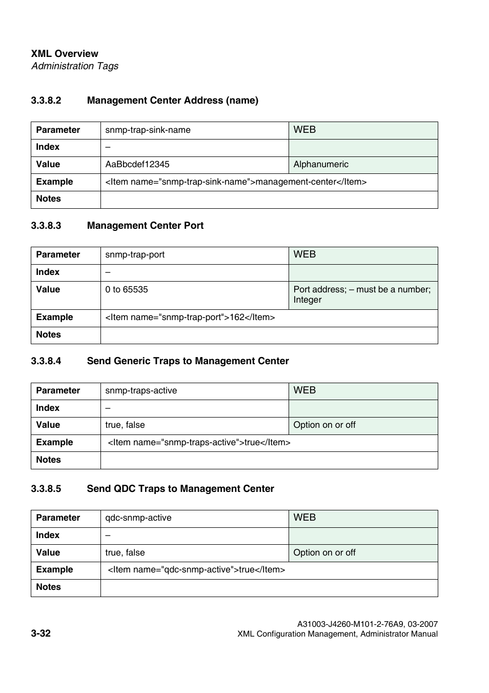 2 management center address (name), 3 management center port, 4 send generic traps to management center | 5 send qdc traps to management center | Siemens OPTIPOINT 410 S V6.0 User Manual | Page 55 / 154