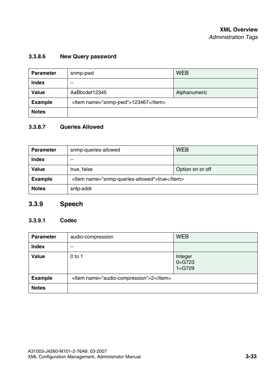 6 new query password, 7 queries allowed, 9 speech | 1 codec, 9 speech -33, 1 codec -33 | Siemens OPTIPOINT 410 S V6.0 User Manual | Page 56 / 154