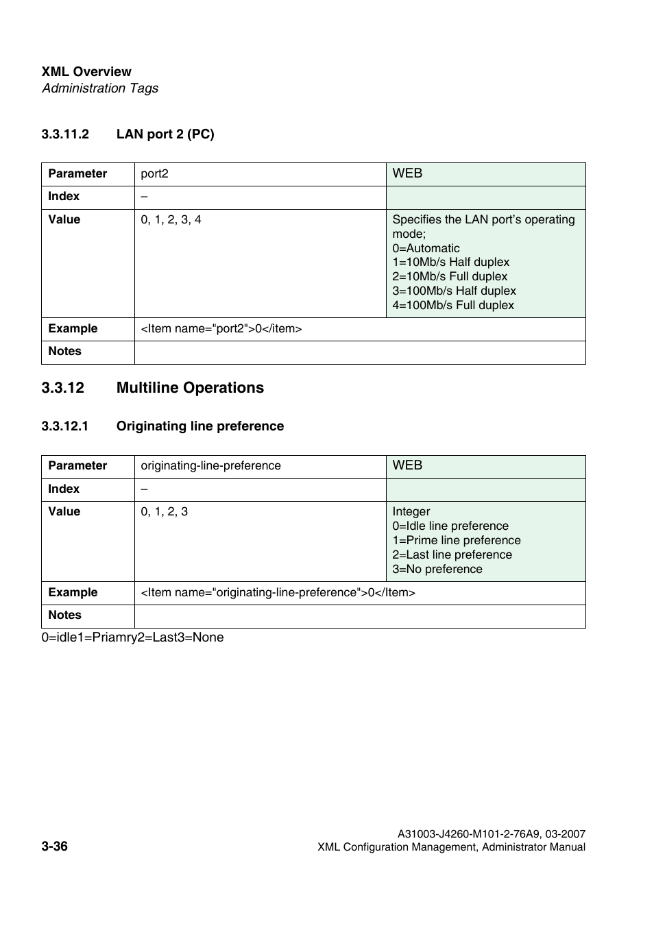 2 lan port 2 (pc), 12 multiline operations, 1 originating line preference | 2 lan port 2 (pc) -36, 12 multiline operations -36, 1 originating line preference -36 | Siemens OPTIPOINT 410 S V6.0 User Manual | Page 59 / 154