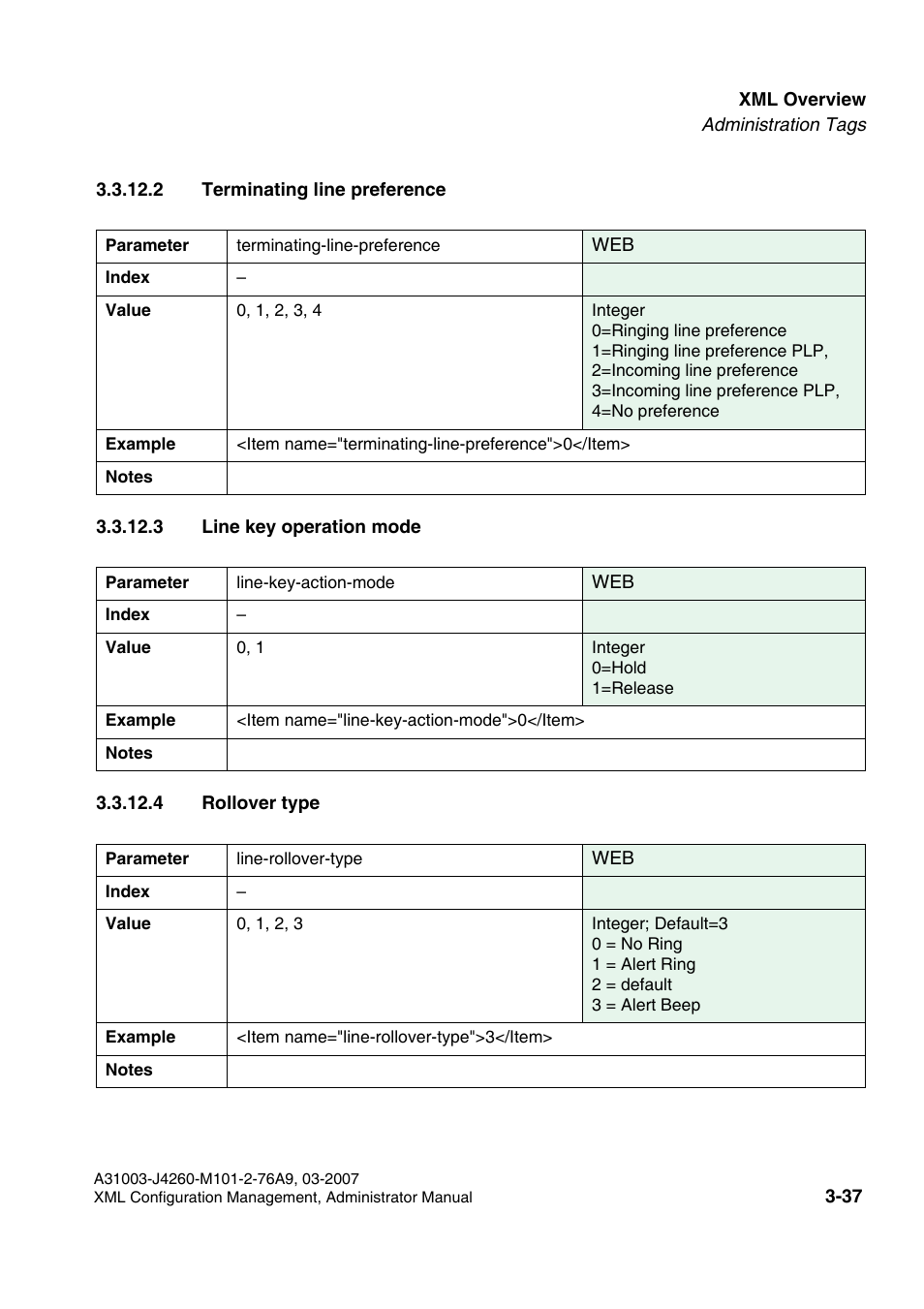 2 terminating line preference, 3 line key operation mode, 4 rollover type | Siemens OPTIPOINT 410 S V6.0 User Manual | Page 60 / 154