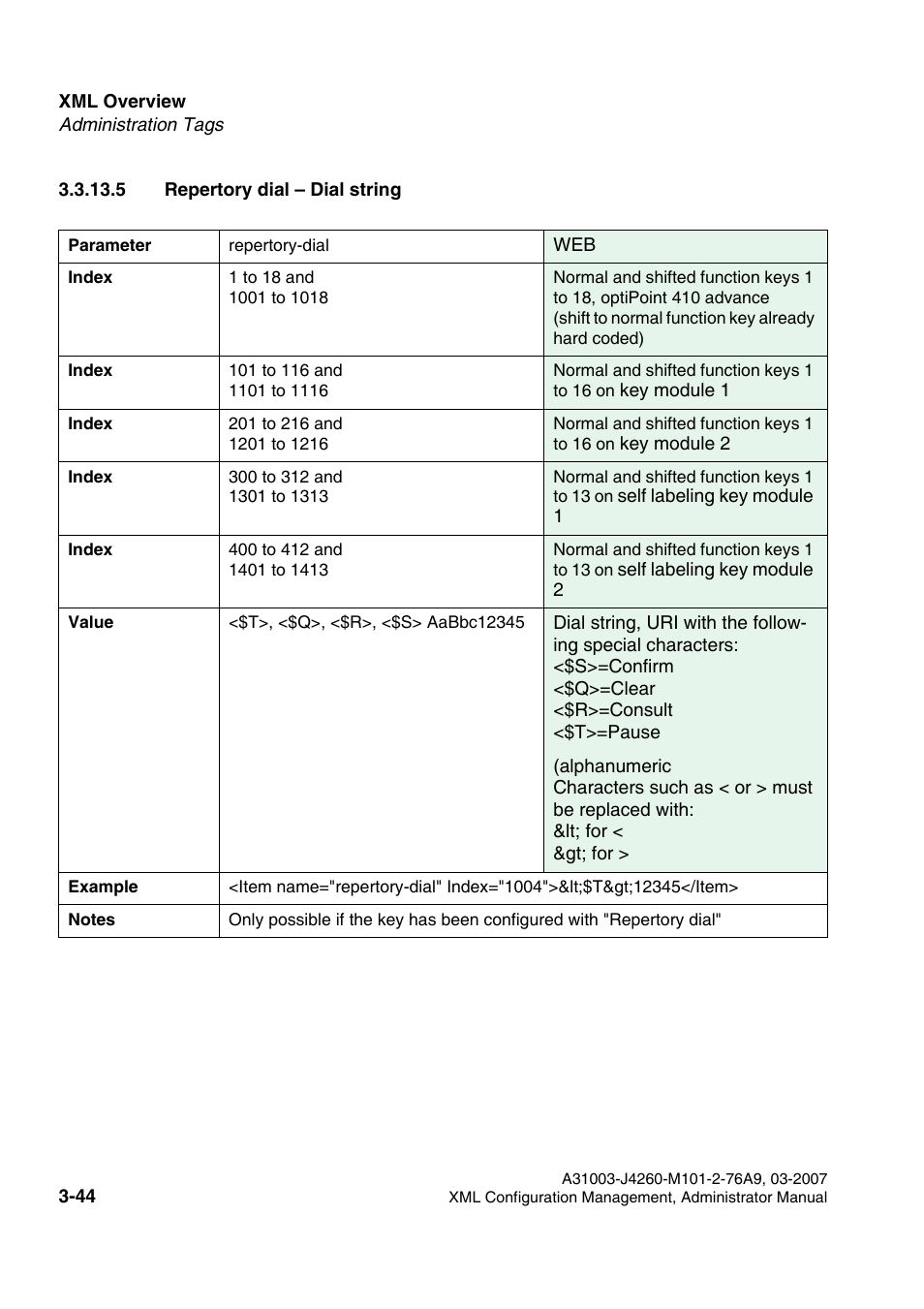 5 repertory dial - dial string, 5 repertory dial – dial string -44 | Siemens OPTIPOINT 410 S V6.0 User Manual | Page 67 / 154