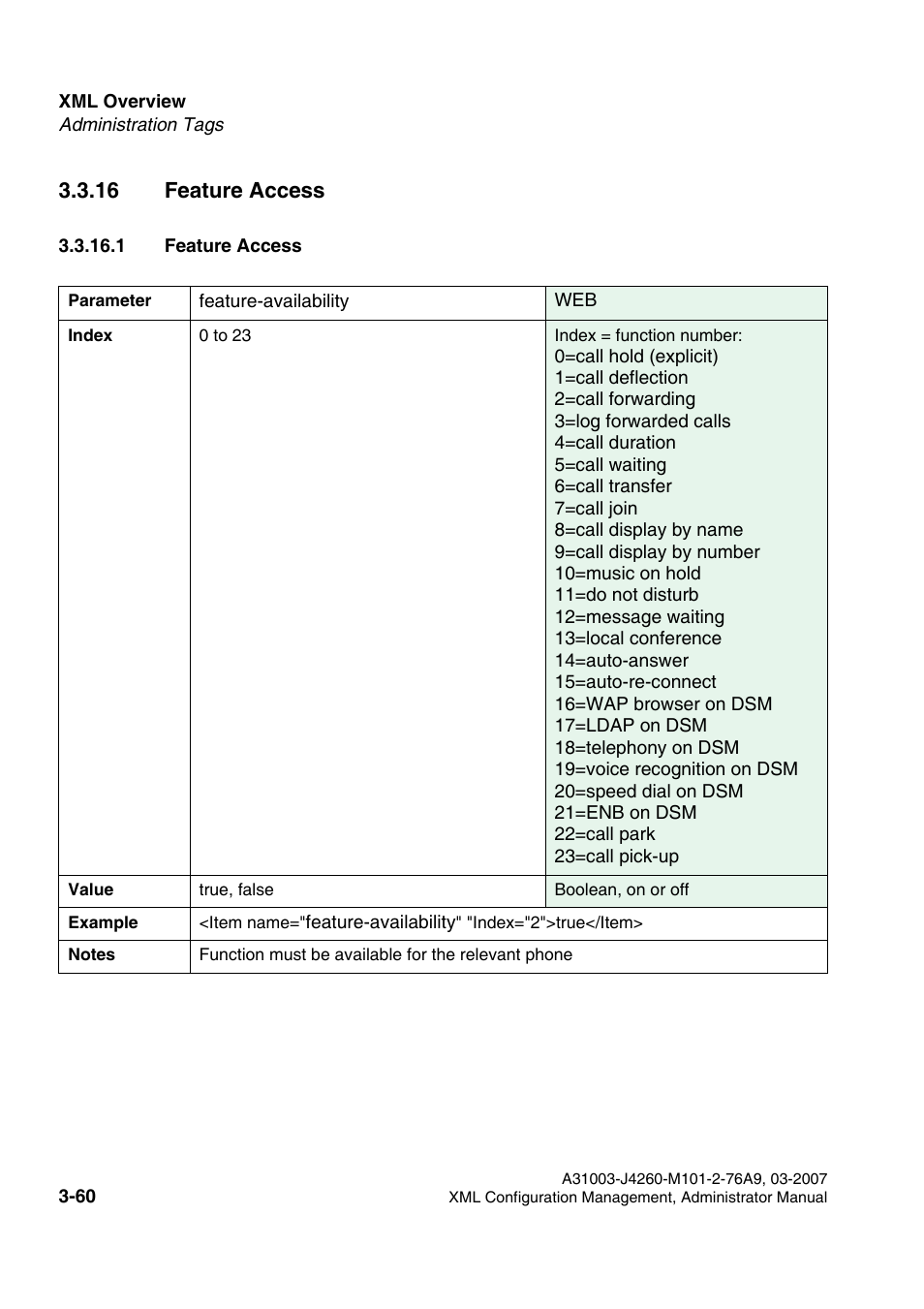 16 feature access, 1 feature access, 16 feature access -60 | 1 feature access -60 | Siemens OPTIPOINT 410 S V6.0 User Manual | Page 83 / 154