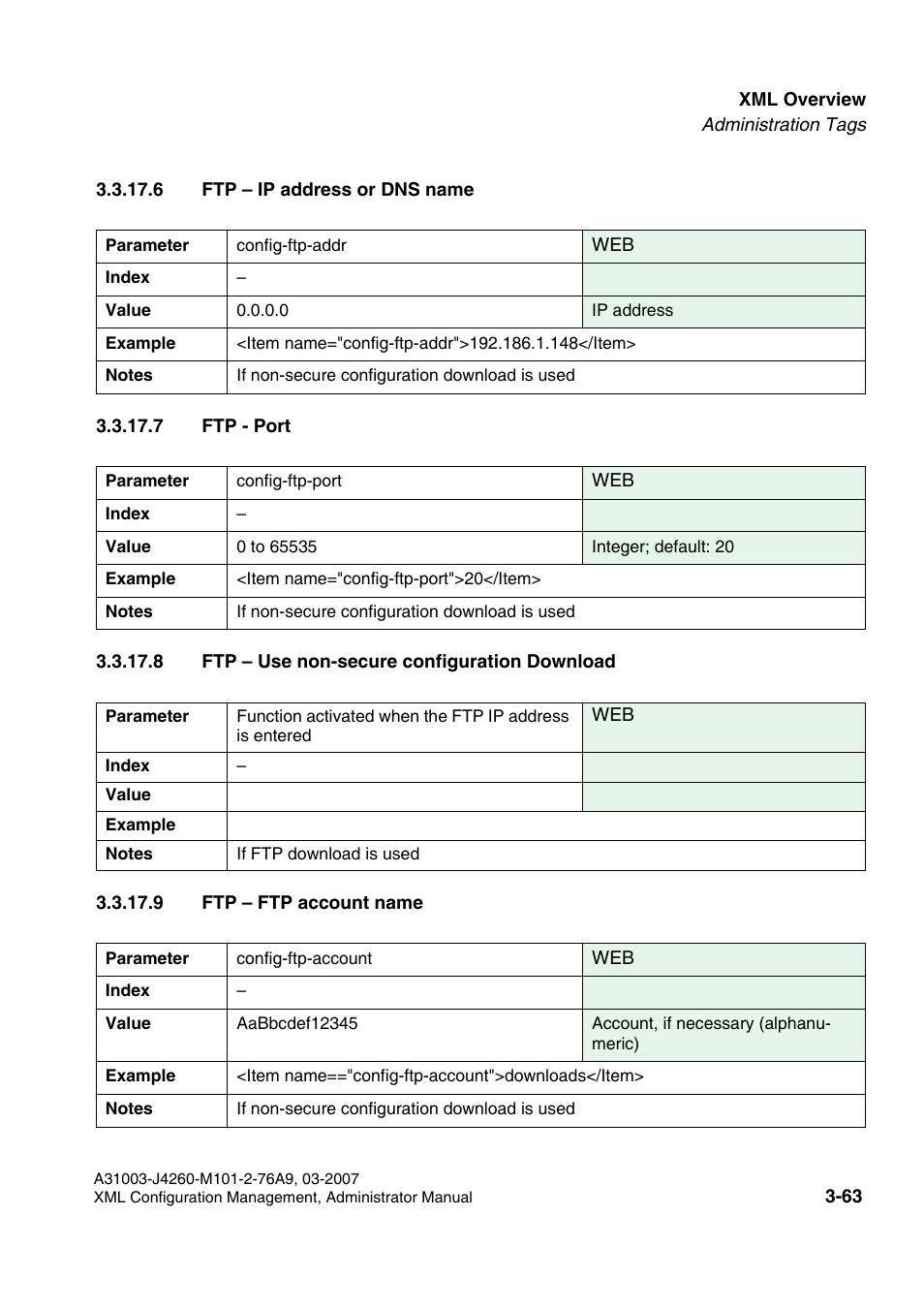 6 ftp - ip address or dns name, 7 ftp - port, 8 ftp - use non-secure configuration download | 9 ftp - ftp account name | Siemens OPTIPOINT 410 S V6.0 User Manual | Page 86 / 154