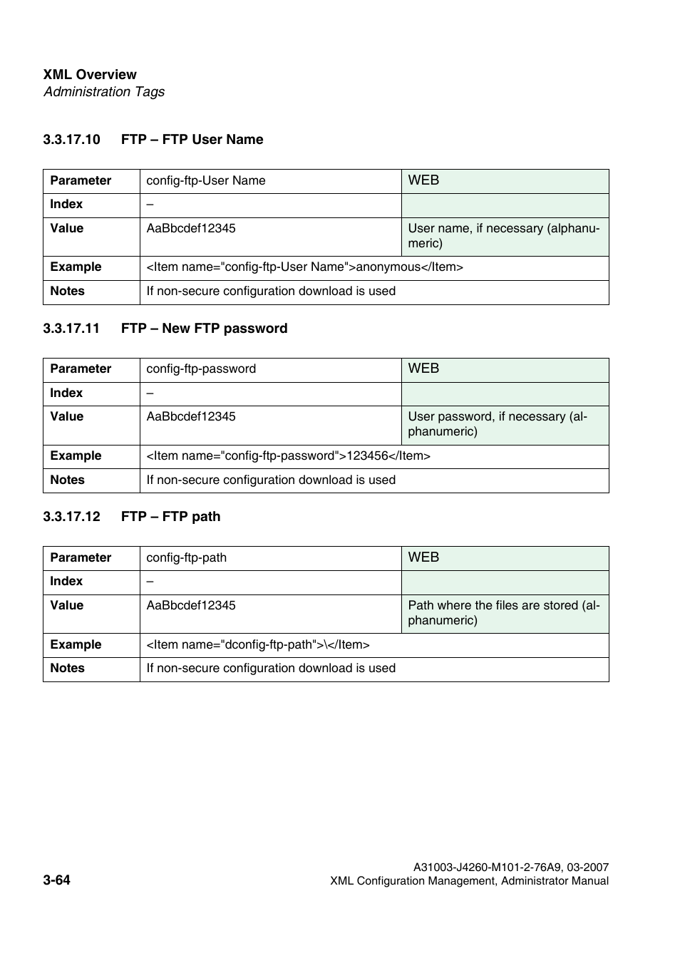 10 ftp - ftp user name, 11 ftp - new ftp password, 12 ftp - ftp path | Siemens OPTIPOINT 410 S V6.0 User Manual | Page 87 / 154