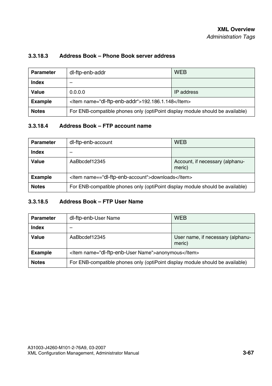 3 address book - phone book server address, 4 address book - ftp account name, 5 address book - ftp user name | Siemens OPTIPOINT 410 S V6.0 User Manual | Page 90 / 154