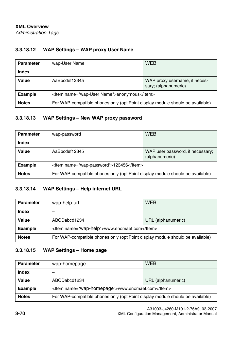 12 wap settings - wap proxy user name, 13 wap settings - new wap proxy password, 14 wap settings - help internet url | Siemens OPTIPOINT 410 S V6.0 User Manual | Page 93 / 154