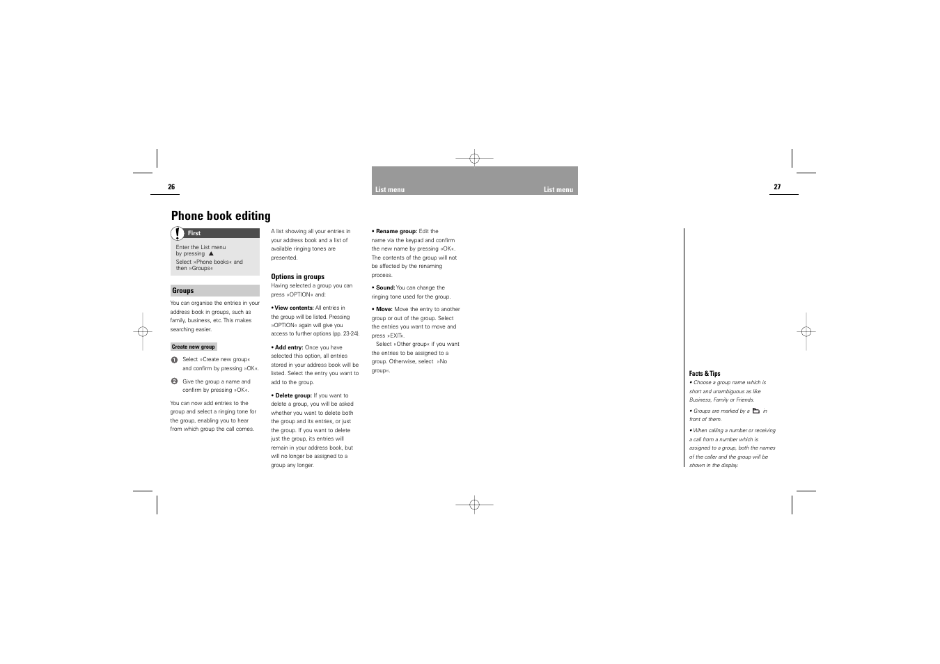 Phone book editing | Siemens S42 User Manual | Page 15 / 44