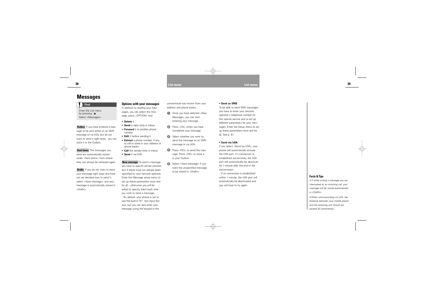 Messages | Siemens S42 User Manual | Page 21 / 44