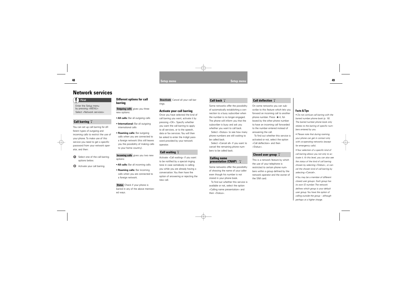 Network services | Siemens S42 User Manual | Page 26 / 44