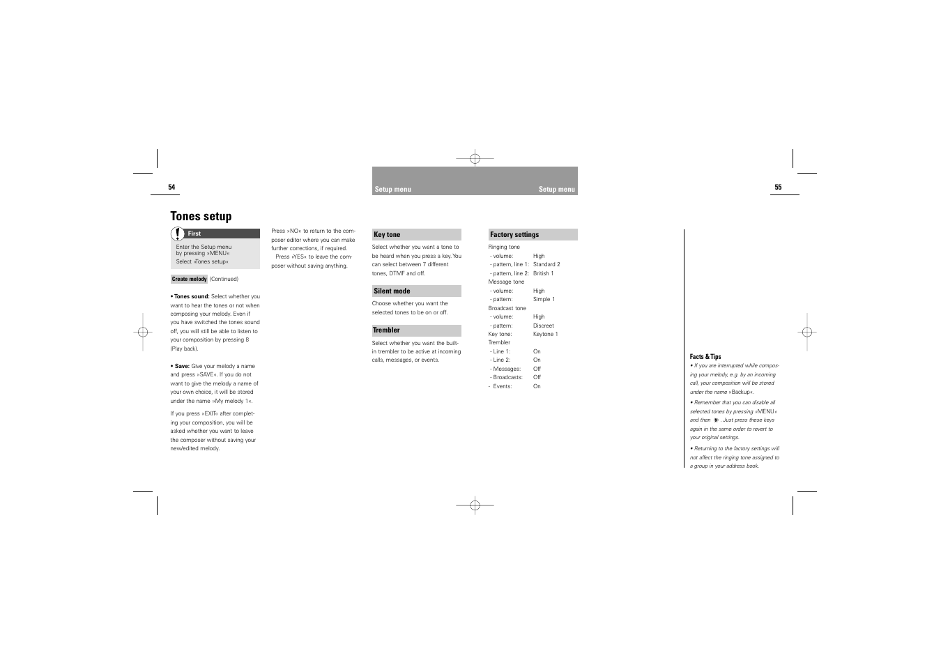 Tones setup | Siemens S42 User Manual | Page 29 / 44