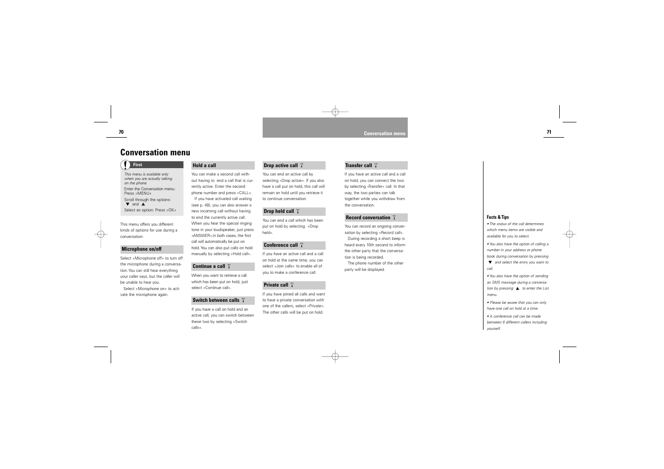 Conversation menu | Siemens S42 User Manual | Page 37 / 44