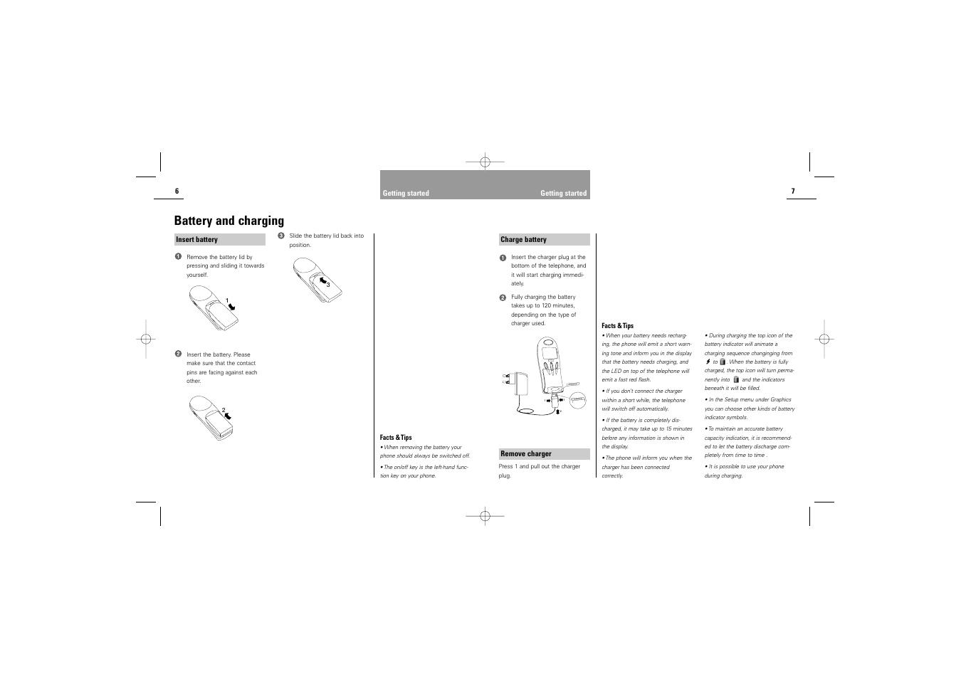 Battery and charging | Siemens S42 User Manual | Page 5 / 44