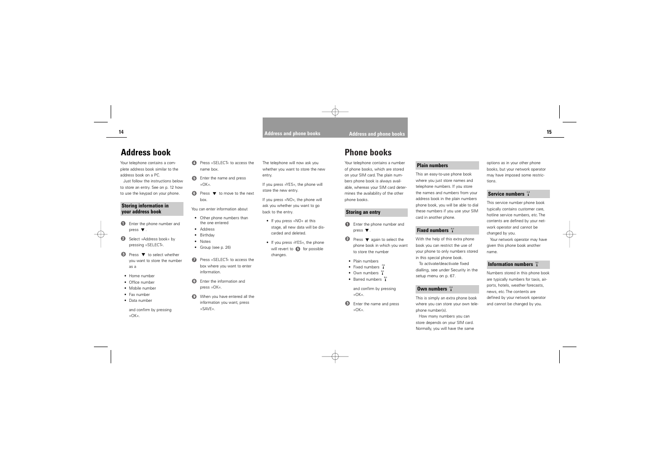 Phone books, Address book | Siemens S42 User Manual | Page 9 / 44