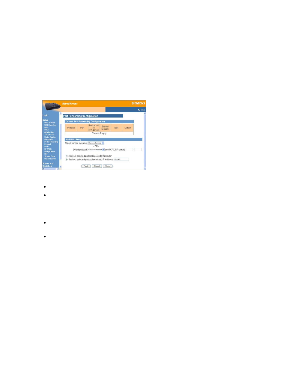 Port forwarding | Siemens 4100 Series User Manual | Page 36 / 85