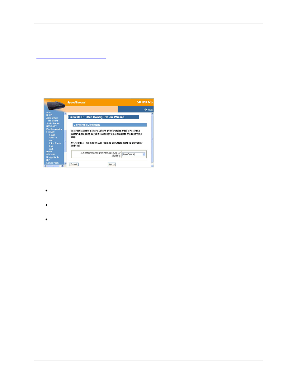 Clone ip filter rules, Clone rule, Definition | Siemens 4100 Series User Manual | Page 54 / 85