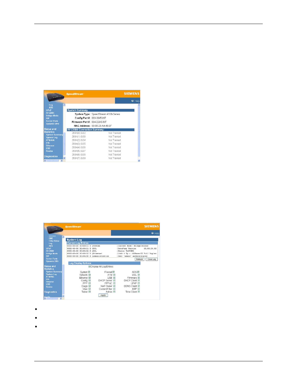 System summary, System log | Siemens 4100 Series User Manual | Page 59 / 85