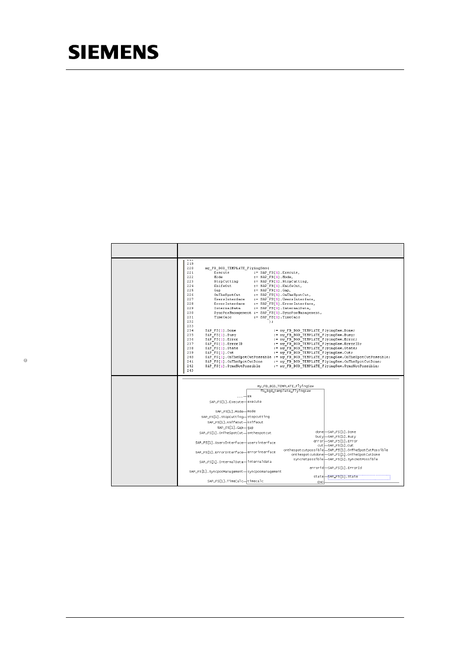 6 integrating into your application, Fb_bgd_template_flyingsaw() st fup | Siemens Simotion A4027118-A0414 User Manual | Page 79 / 107