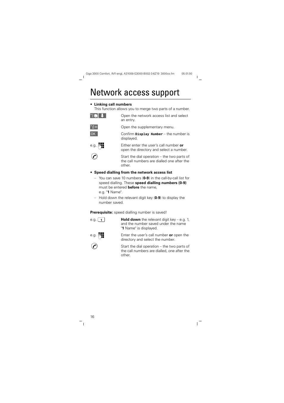 Network access support | Siemens Giga 3000 User Manual | Page 16 / 28