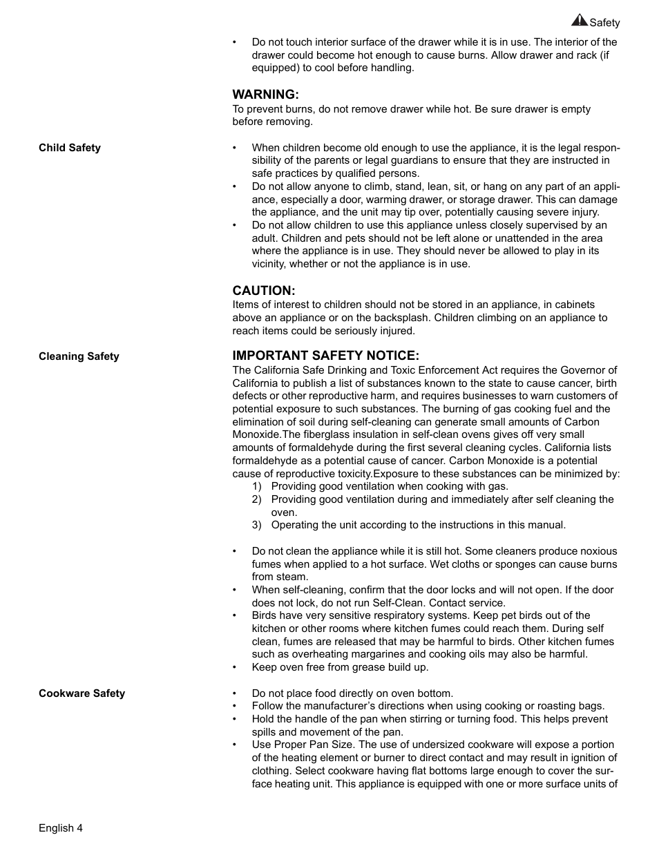 Child safety, Cleaning safety, Cookware safety | Siemens NO NAME HE2425 User Manual | Page 6 / 48