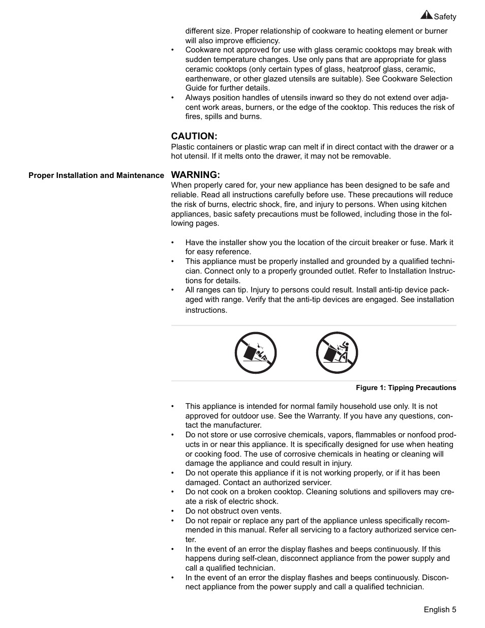 Proper installation and maintenance, Figure 1: tipping precautions | Siemens NO NAME HE2425 User Manual | Page 7 / 48