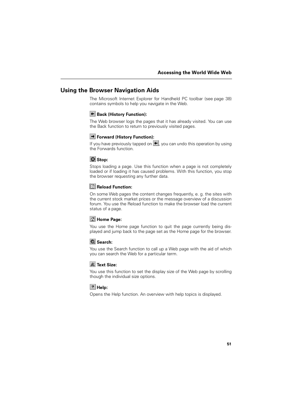 Using the browser navigation aids, 8vlqj wkh %urzvhu 1dyljdwlrq $lgv | Siemens SL4 User Manual | Page 51 / 104