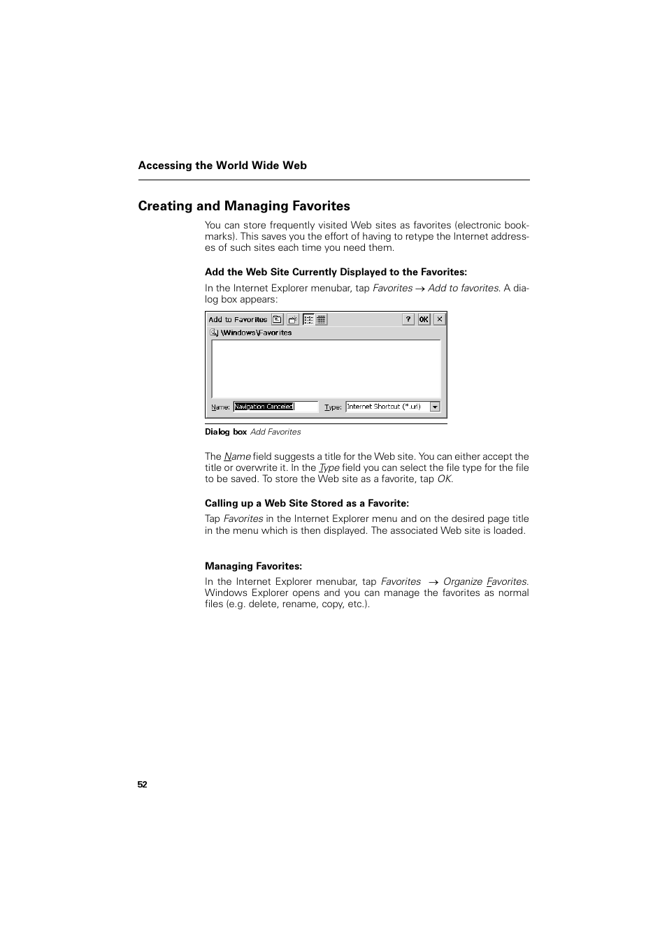 Creating and managing favorites, Uhdwlqj dqg 0dqdjlqj )dyrulwhv | Siemens SL4 User Manual | Page 52 / 104