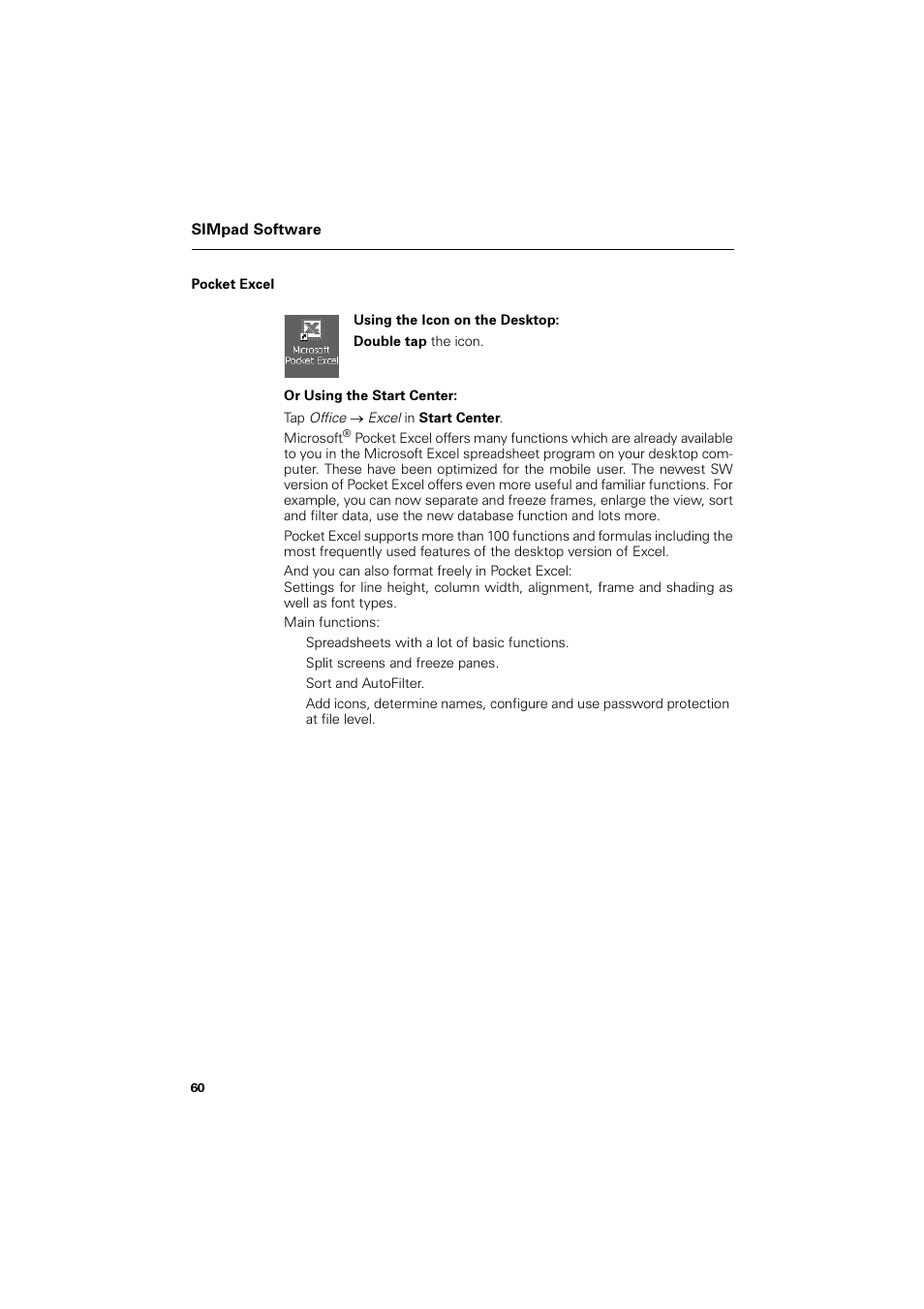 Pocket excel | Siemens SL4 User Manual | Page 60 / 104