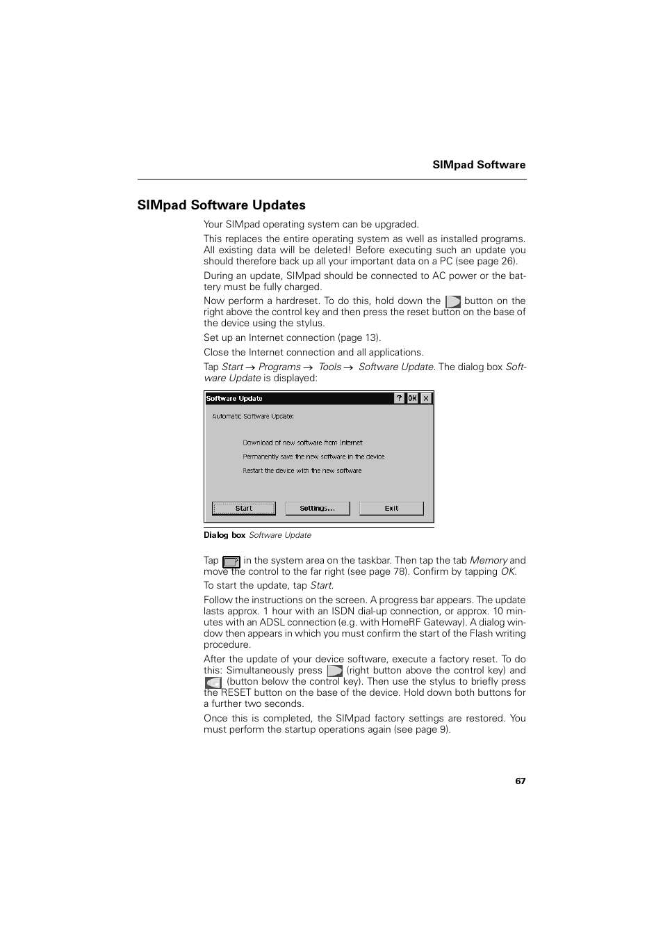 Simpad software updates, 6,0sdg 6riwzduh 8sgdwhv | Siemens SL4 User Manual | Page 67 / 104